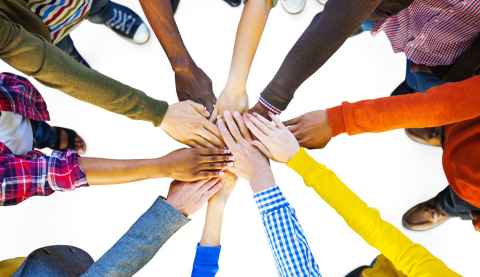 Hands in a circle together