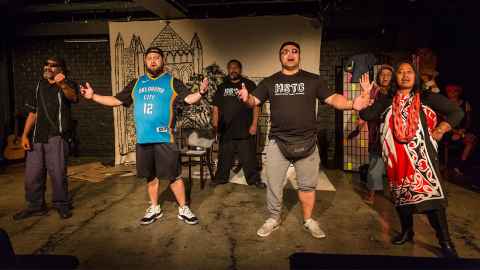 The cast of Hobson Street Theatre Company, featuring the Auckland Street Choir, on stage at the Basement Theatre. Photo by Paul Lambert