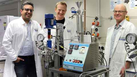 Pictured is Dr Saeid Baroutian who is working with Dr Matt Taylor and Dr Rob Burrell, anaesthetists from Counties Manukau Health to reduce the impact of healthcare's carbon footprint. Photo: Supplied