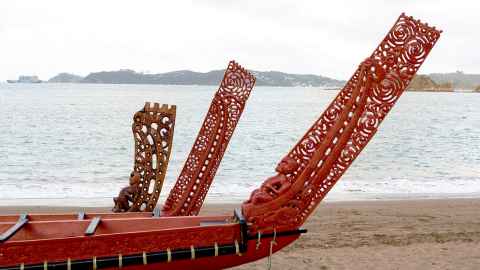 Waka at beach.