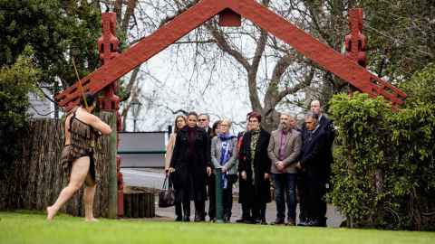 VC and guests welcomed at the gates of the Waipapa Marae