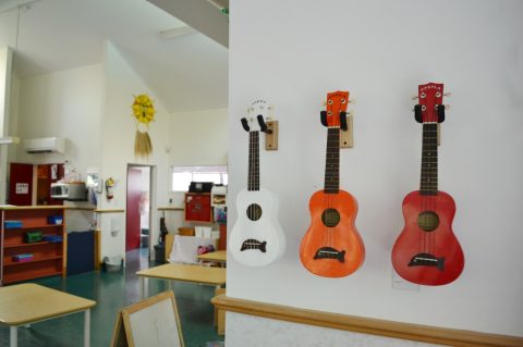 Guitars on a wall at the early childhood centre