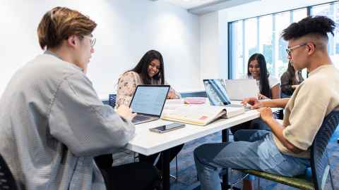 group of students studying