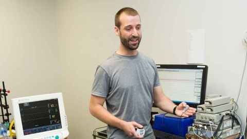 Student Andy Cosgrove in the University’s Health and Performance Clinic