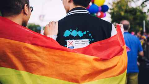 Rainbow flag at Pride parade