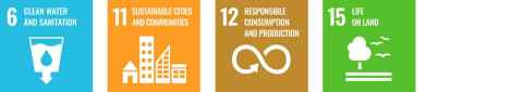SDGs 6 (Clean water and sanitation), 11 (Sustainable cities and communities), 12 (Responsible consumption and production) and 15 (Life on land)