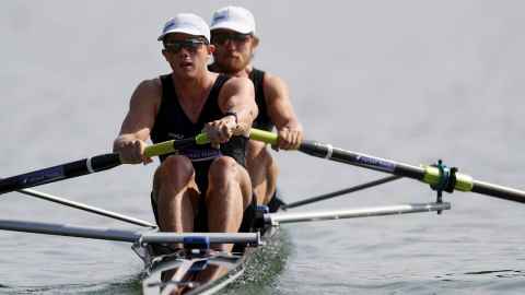 Michael Brake in a rowing pair. 