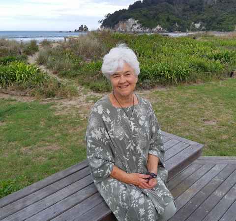Maureen in Whangamatā where she now lives. Photo by her 12-year-old grandson Krishna Lander.
