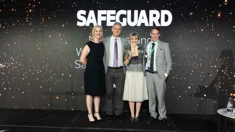 Sponsor IMPAC's Melanie Wood presented Associate Professor Andy Wearn, Dr Fiona Moir and Dr Bradley Patten with the Collaboration award the Safeguard Workplace Health and Safety Awards 2022 for their Hotspots project.ots initiative.