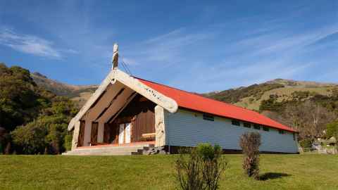 The image show a view against the hillside of Ōnuku Marae near Akaroa: Our vision of the future might be like a marae where all of our children and grandchildren, in all their differences, can find a place to stand, a turangawaewae of the heart, writes Anne Salmond. Photo: iStock