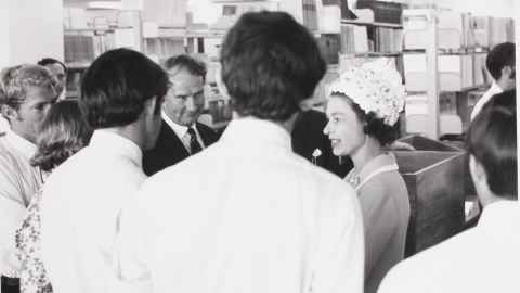 Queen Elizabeth II at the opening of the Med School in 1970.