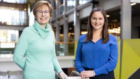 Professor Sue Stott, left, and Dr Sian Williams are working to bring forward diagnoses of cerebral palsy in babies.  Photo: Elise Manahan