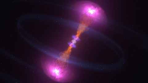 A visualisation by NASA of a scene from a neutron star merger