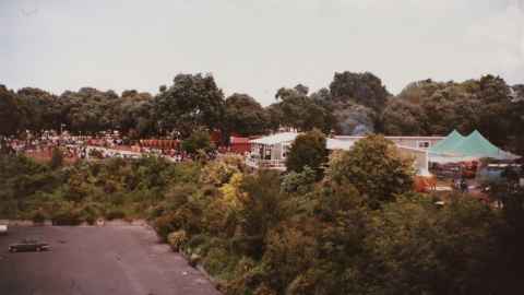A view of the old Epsom Campus carpark and marae in 1983.