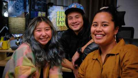 Jack Woon with co-producers Jess Wong and Abba-Rose Vaiaoga-Ioasa.