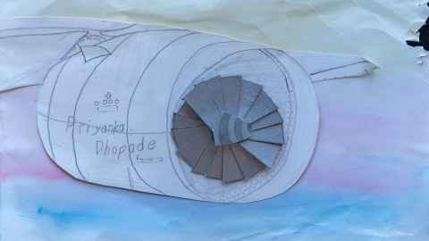 A UK schoolchild’s impression of Priyanka’s jet engine research that she shared as part of her outreach work.