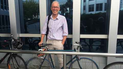 Professor Alistair Woodward with his bike.