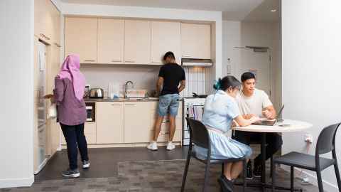 Carlaw Park Student Village three bedroom apartment kitchen