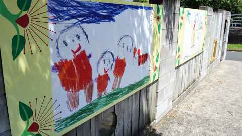 Kids' painting on the wall of an ECE centre