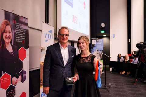 Keith Sutherland from Citizen Watches with the Doctoral Winner Kate Riegle van West