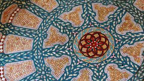 Vibrant mosaic, closeup of ClockTower floor.
