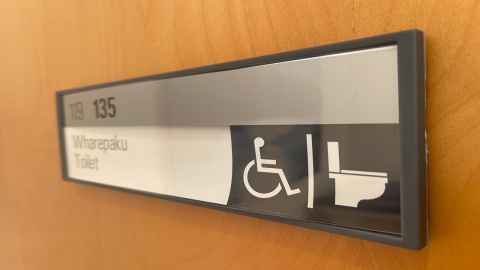 A sign for an accessible toilet