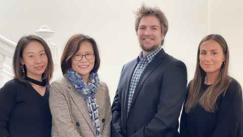 The Study Abroad team. Sherry Fan, Study Abroad Adviser; Sarah Sung, Study Abroad Manager; Simon Underwood, International Short Courses Manager; Abi Penaliggon, Study Abroad Adviser